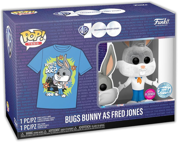 Funko POP! &amp; T-Shirt: WB100- Bugs Bunny Fred Bunny als Fred – beflockt – extra groß –