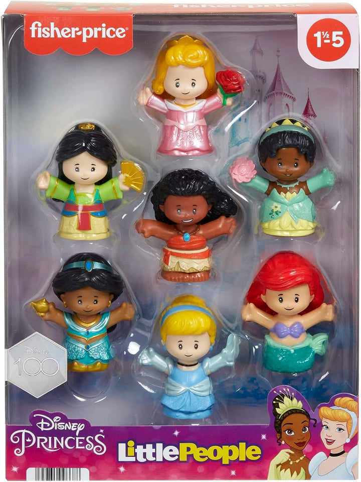 ?Fisher-Price Little People Disney Princess Toys, Set of 7 Character Figures for Toddler and Preschool Pretend Play