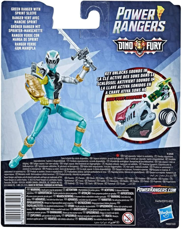 Power Rangers Dino Fury Green Ranger with Sprint Sleeve 15 cm Action Figure Toy,