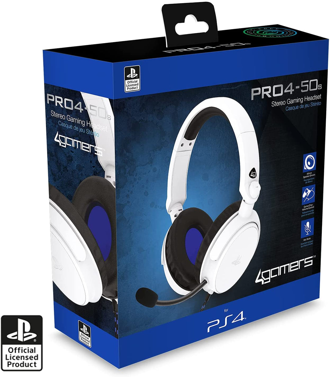 4Gamers PRO4-50s offiziell lizenziertes Stereo-Gaming-Headset für PS4 – Weiß