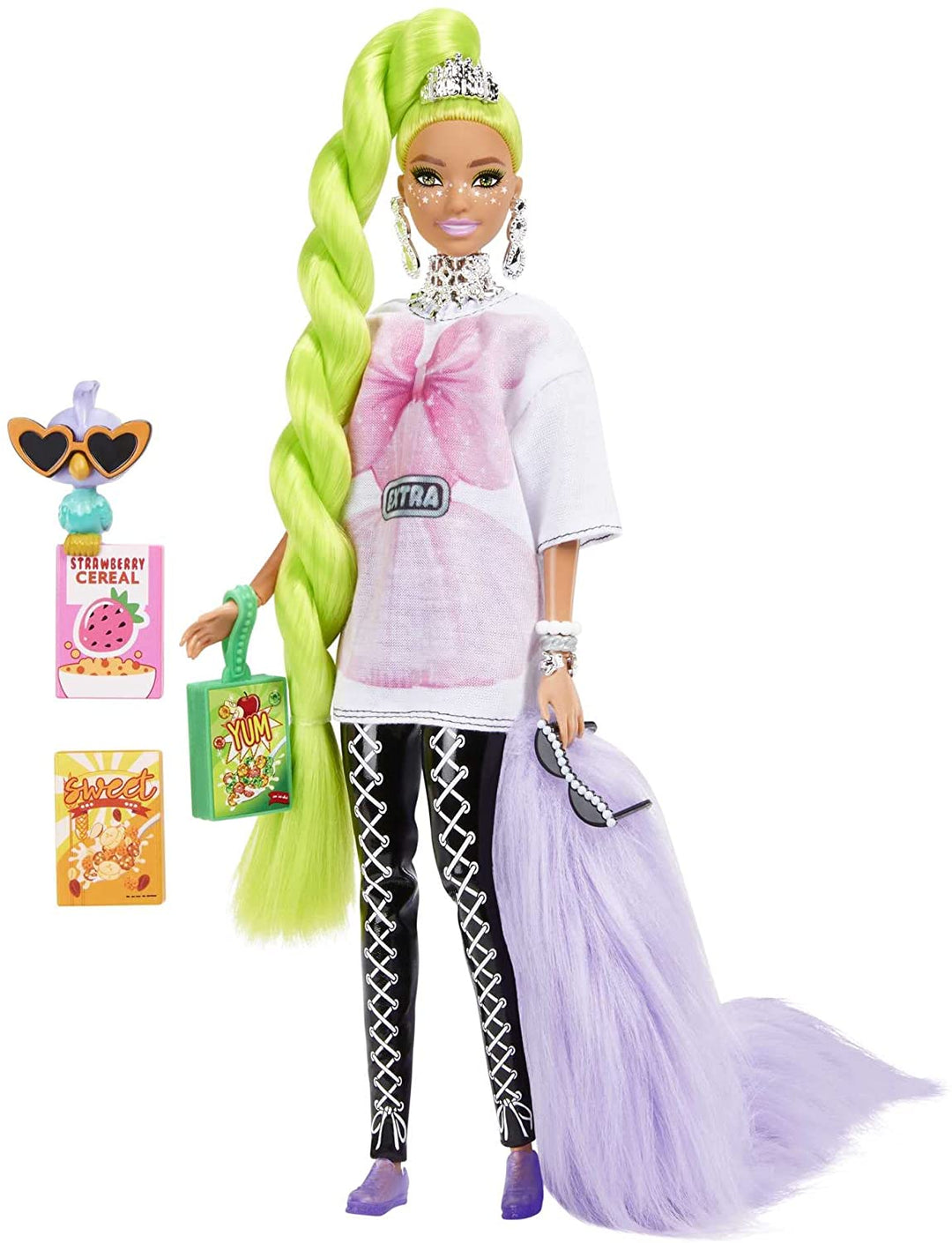 Barbie Extra-Puppe Nr. 11 in übergroßem T-Shirt und Leggings mit Haustier, für Kinder ab 3 Jahren