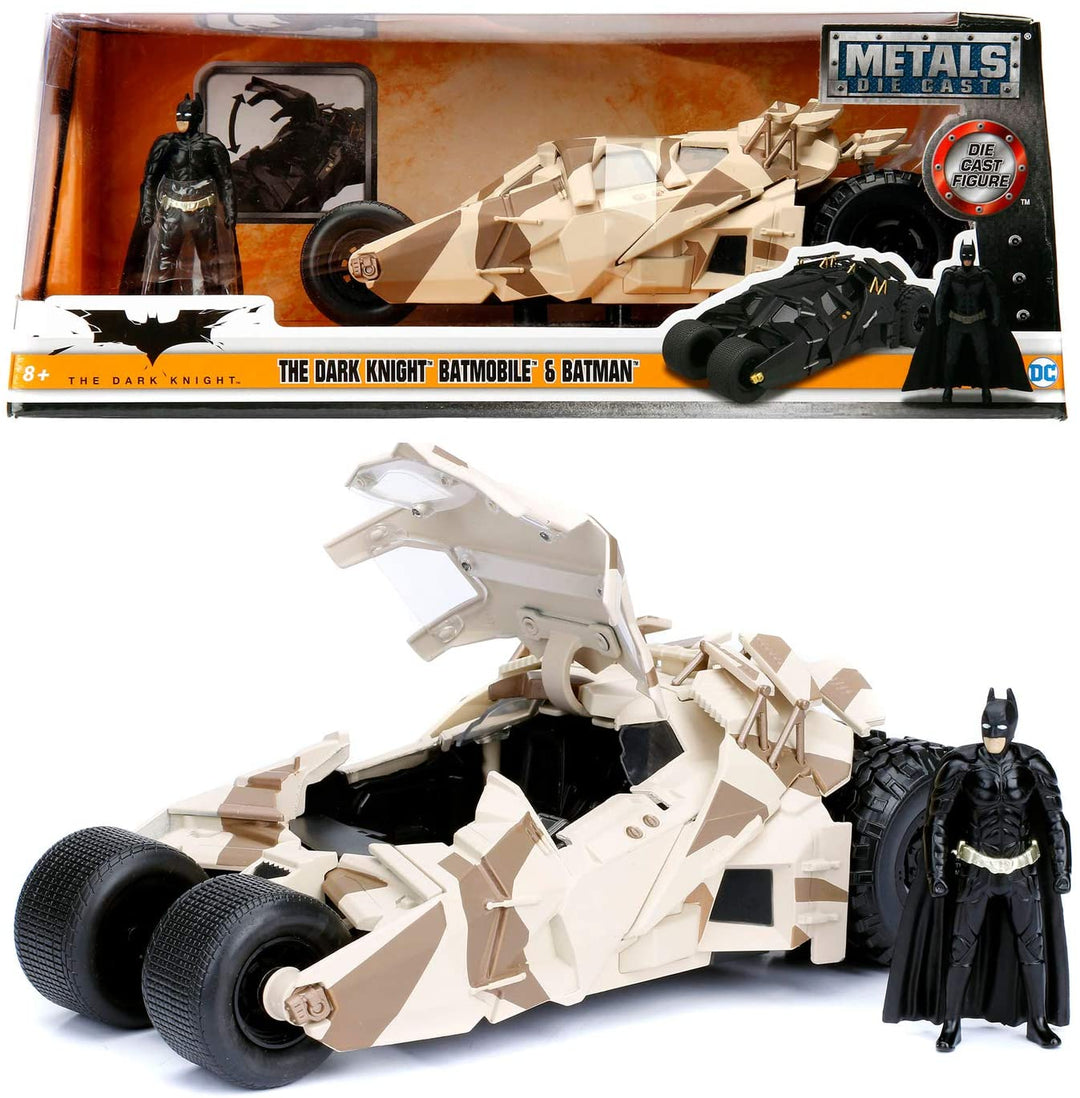 Jada Toys Tumbler Camo Batmobile Hochdetailliertes Modellauto im Maßstab 1:24 mit Batman-Figur, Cockpit und Türen zum Öffnen mit Rad