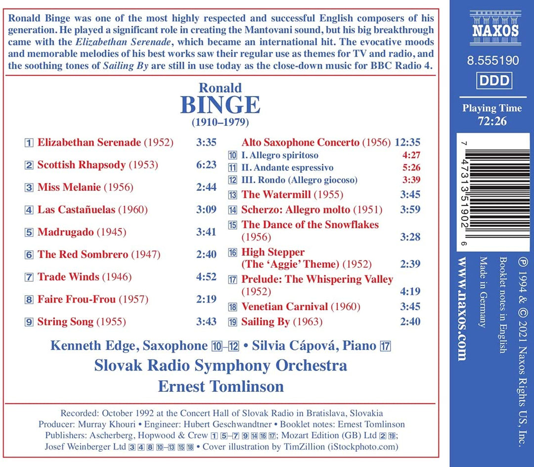 Binge: British Light Music 2 [Slovak Radio Symphony Orchestra; Ernest Tomlinson] [Naxos: 8555190] [Audio CD]