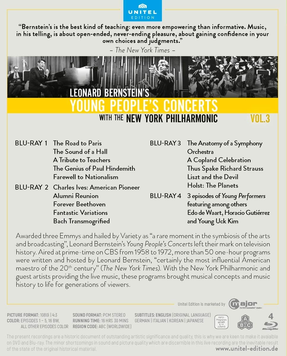 Jugendkonzerte Vol. 3 [New York Philharmonic; Leonard Bernstein] [C-Dur] [Blu-ray]