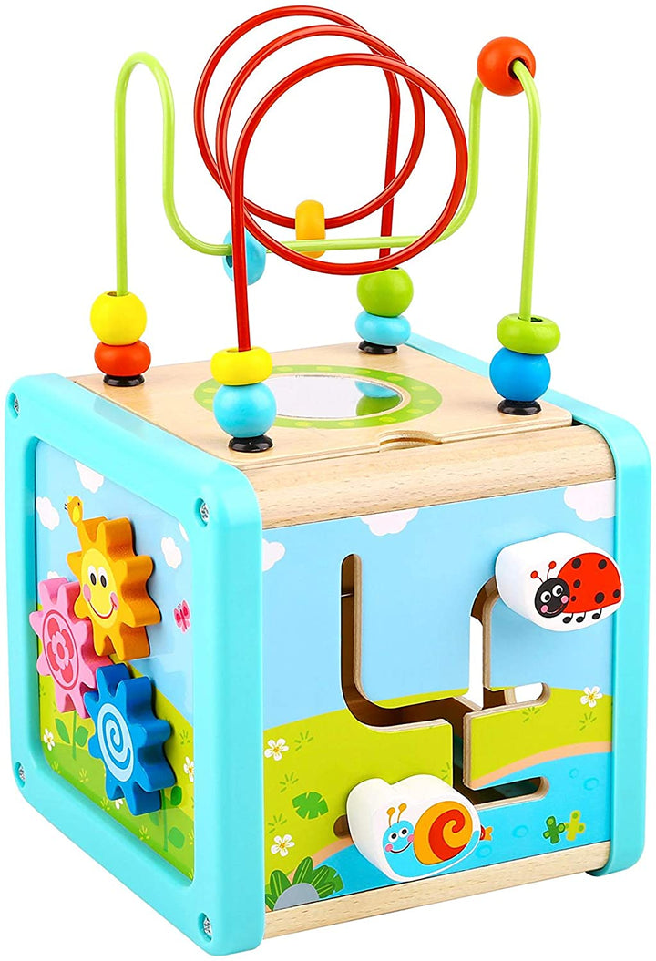 Tooky Toy 921 TL088 EA Houten speelkubus, blauw (helderblauw)