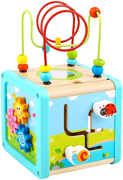 Tooky Toy 921 TL088 EA Wooden Play Cube, Blue (Bright Blue)