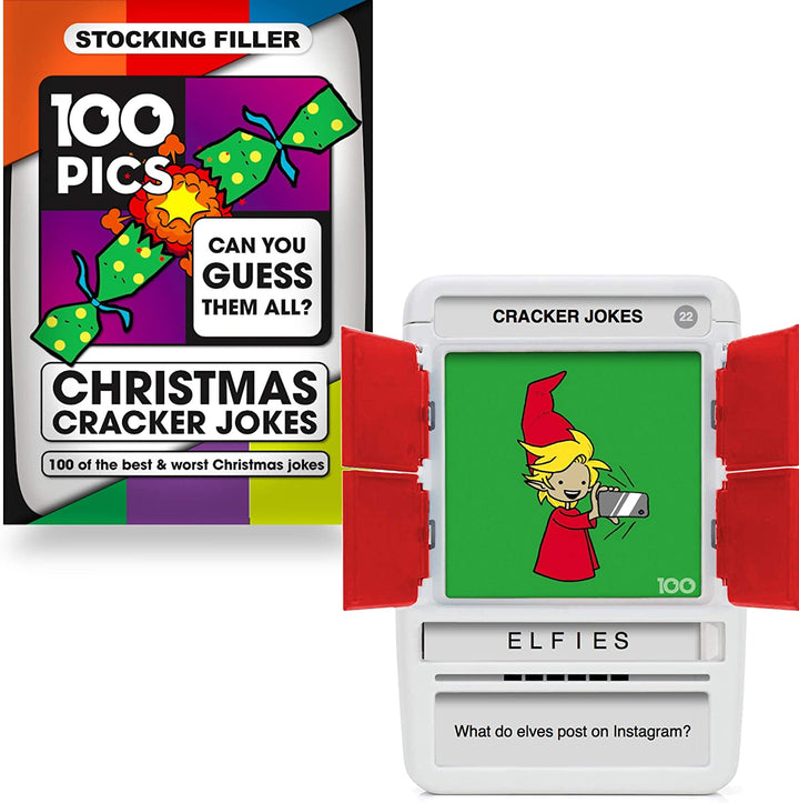 100 PICS Christmas Jokes Family Game - Secret Santa Stocking Fillers Gifts And Travel Card Games