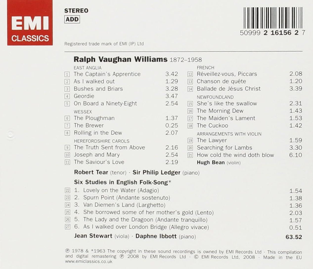 Jean Stewart - Vaughan Williams: Folksong Arrangements [British Composers] [Audio CD]