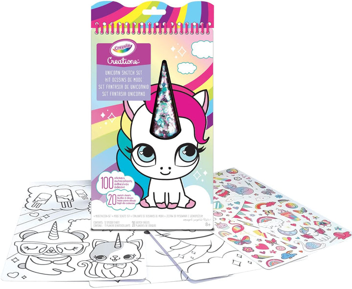 CRAYOLA 04-1174 Creations Unicorn Album Set with 20 Pages and 100 Stickers, Crea