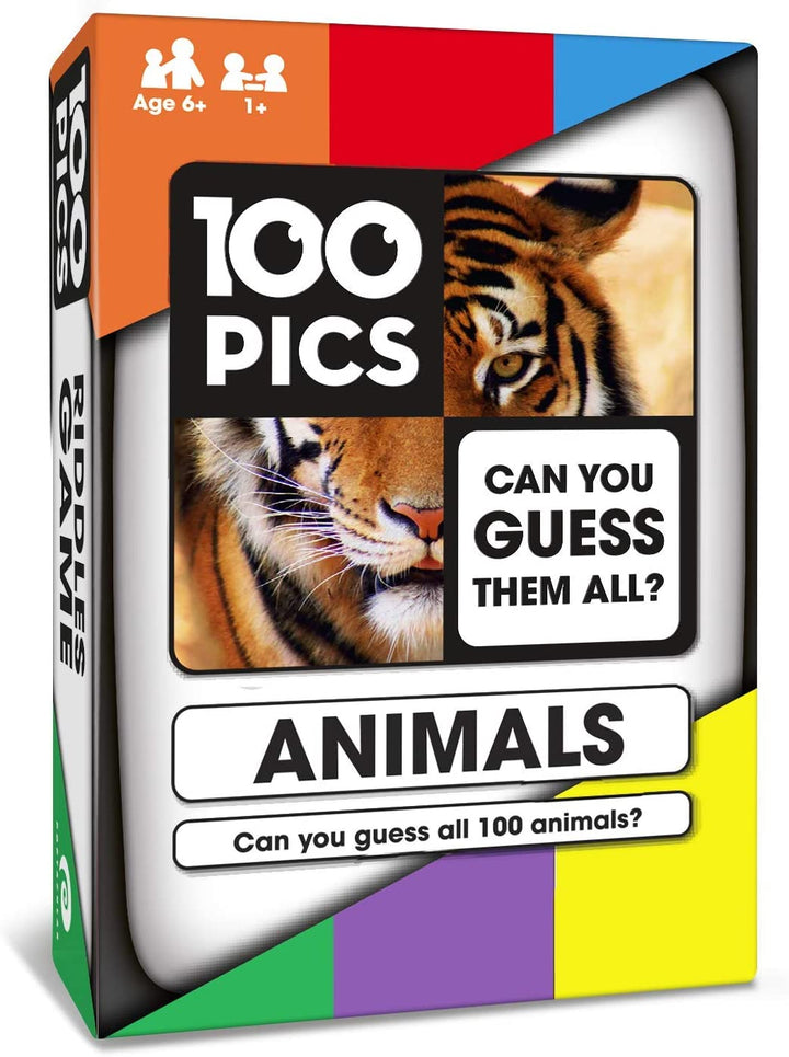 100 PICS Animals Travel Game - Family Flash Cards, Pocket Puzzles For Kids And Adults
