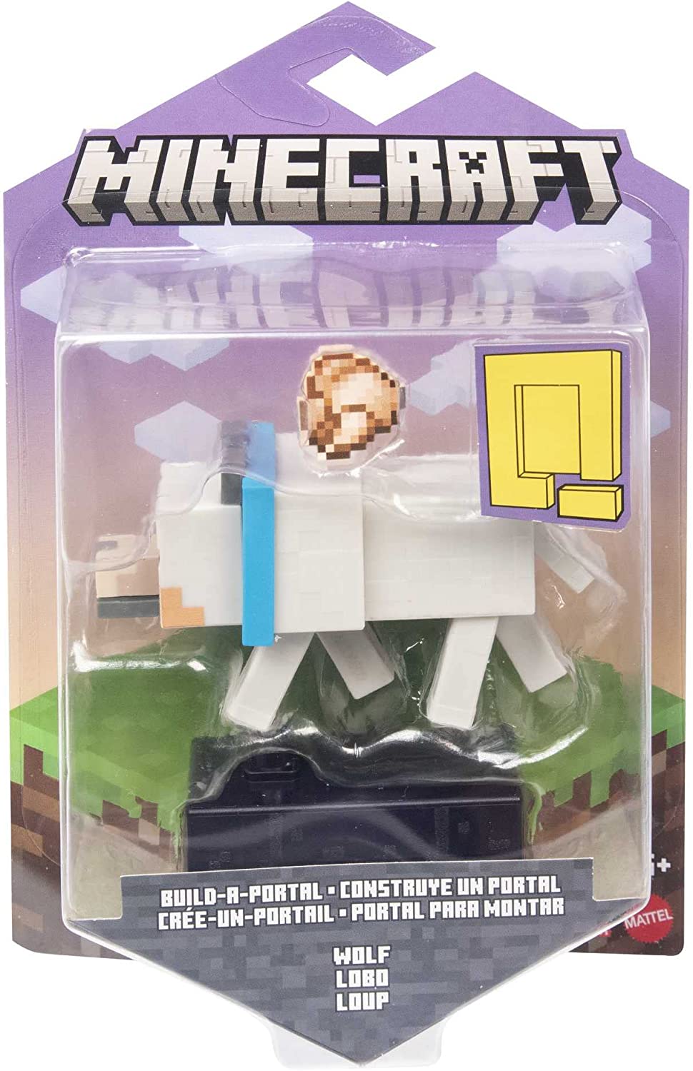 Minecraft Build Wolf Actionfigur, 3,25 Zoll, mit 1 Build-a-Portal-Teil und 1 Zubehör