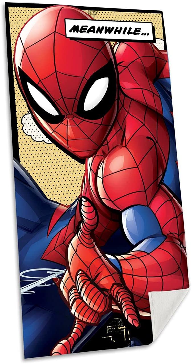 Spiderman Cotton Reference KD Beach Wash Face Towels Home Textiles Unisex Adult, Multicoloured (Multicoloured), Single