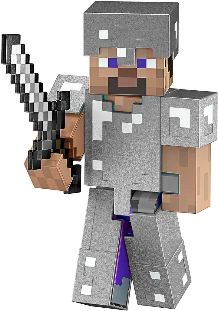 Mattel Minecraft Diamond Level Steve, 5,5-Zoll-Sammler-Actionfigur mit Stanzform