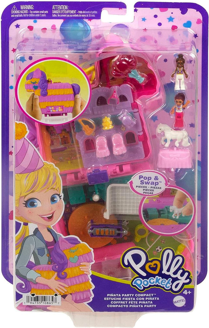 ?Polly Pocket Mini Toys, Pi�ata-Party-Kompaktspielset mit 2 Mikropuppen und 14