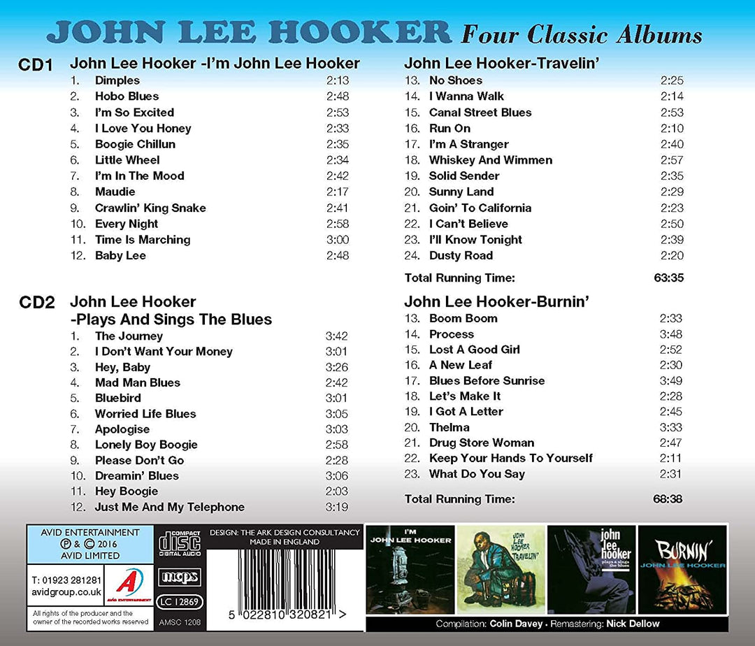 Vier klassische Alben (I'm John Lee Hooker / Travelin' / Plays And Sings The Blues / Burnin') - John Lee Hooker [Audio-CD]