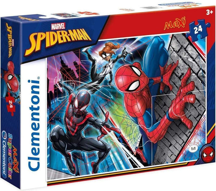 Clementoni 24497 Clementoni-24497-Supercolor Puzzle-Spiderman-24 Maxi-Teile, mehrfarbig