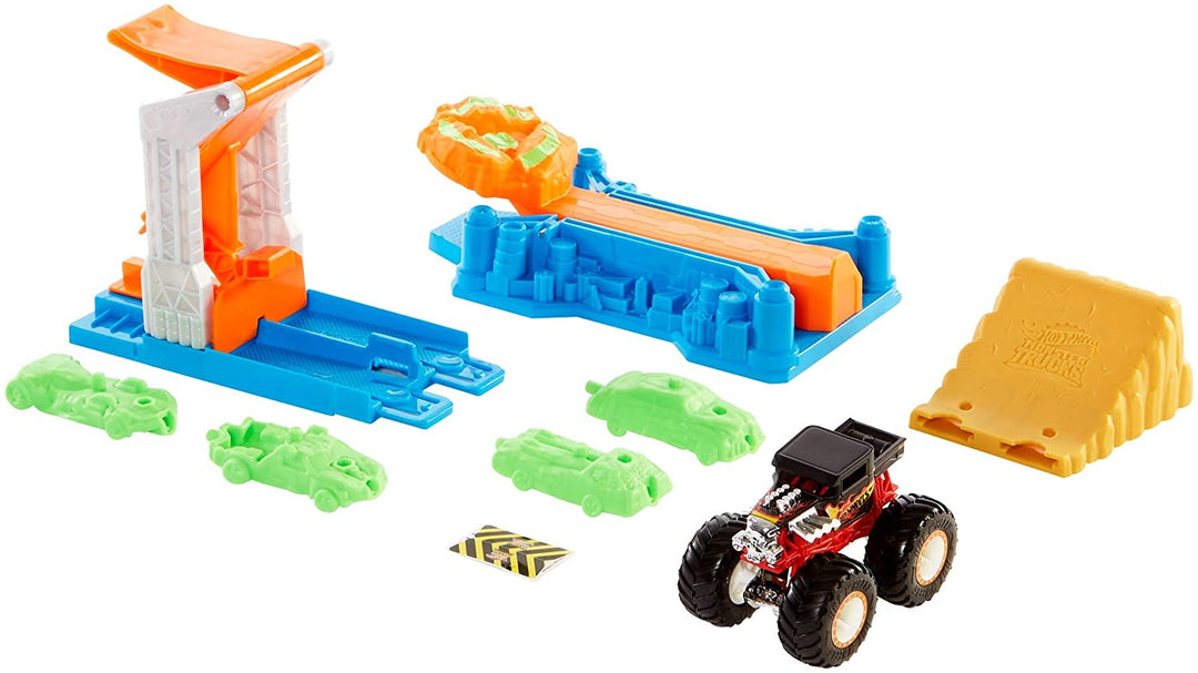 Hot Wheels Monster Trucks Lanzamiento y Bash Play Set