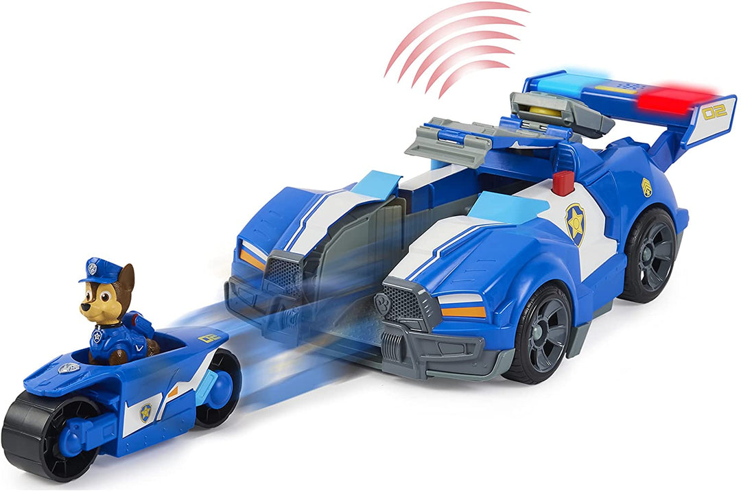 PAW Patrol Chases 2-in-1-verwandelbares Film-City-Cruiser-Spielzeugauto mit Motorrad, Lichtern und Geräuschen und Actionfigur zum Sammeln, Kinderspielzeug für Kinder ab 3 Jahren