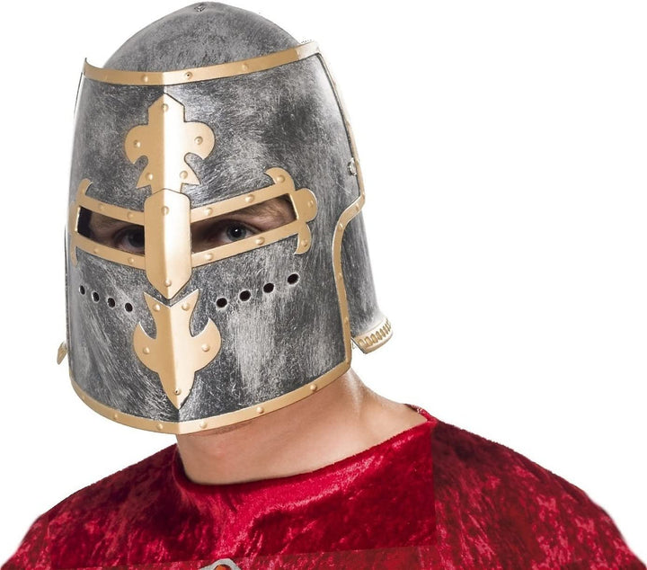 Smiffys mittelalterlicher Kreuzfahrerhelm mit beweglichem Gesichtsschutz