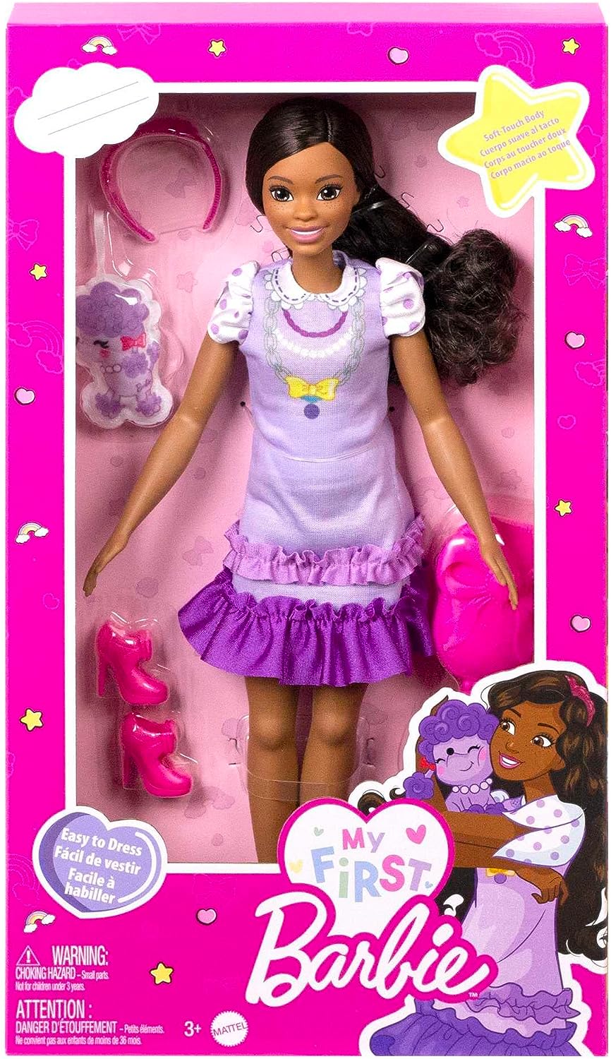 ?Barbie-Puppe für Kinder im Vorschulalter, schwarze Haare, meine erste Barbie-Puppe „Brooklyn“, Kinder