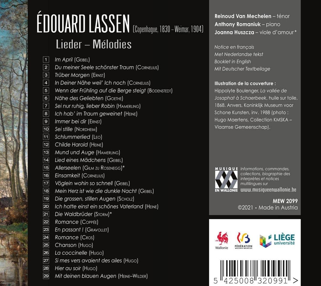 Reinoud Van Mechelen - Édouard Lassen: Lieder - Mélodies [Audio CD]