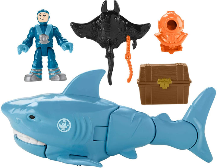 Imaginext Fisher Price Mega Bite Shark, set di figure con movimento realistico per 3-8 anni-multicolore