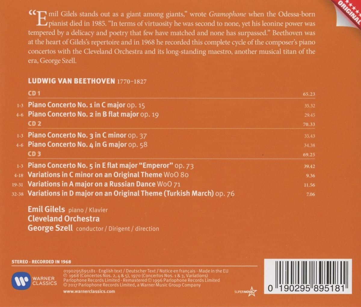 Emil Gilels – Beethoven: Klavierkonzerte 1–5 [Audio-CD]