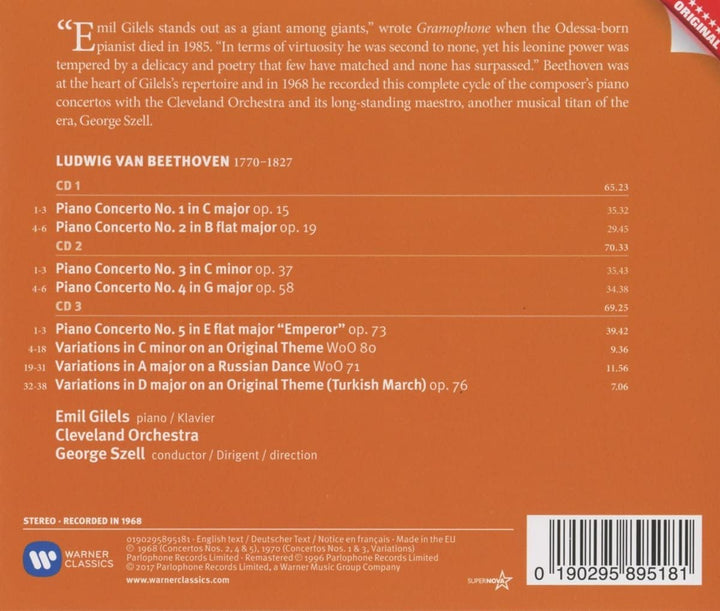 Beethoven: Klavierkonzerte 1-5 (Originalhüllen) [Audio-CD]