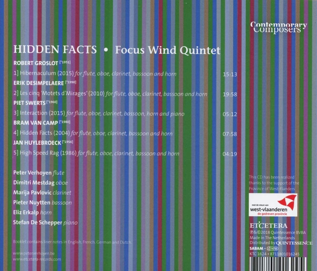 Focus Wind Quintet - GROSLOT / DESIMPELAERE / SWERTS / VAN CAMP / HUYLEBROECK:Hidden Facts [Audio CD]
