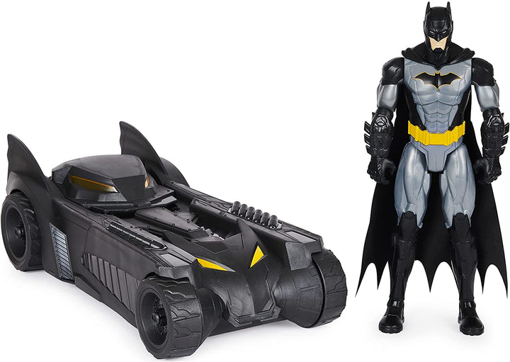 Batman 6058417 DC Comics Batmobil-Fahrzeug und bewegliche Figur 30 cm – Kinderspielzeug ab 4 Jahren