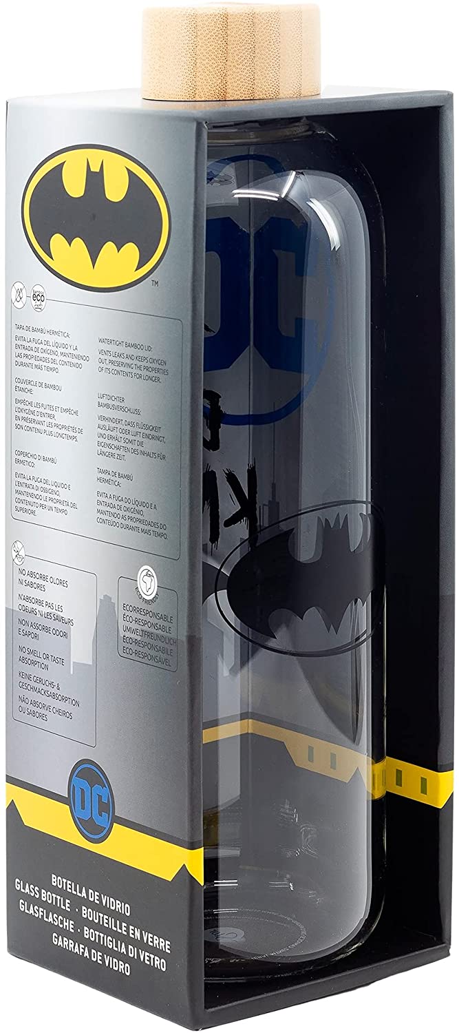Stor Large Glass Bottle 1030 ml Batman Symbol, Single Standard