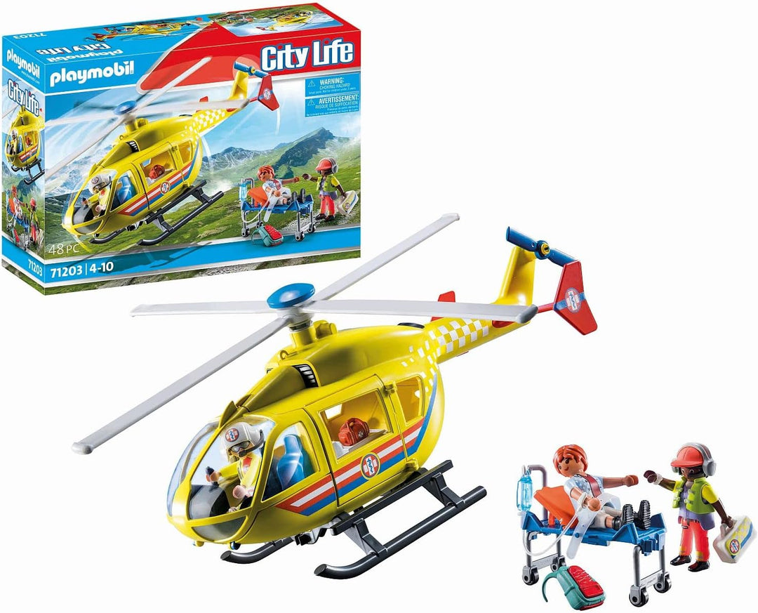 Playmobil 71203 City Life Sanitätshubschrauber, Spielzeug für Kinder ab 4 Jahren, Spielzeugspiel