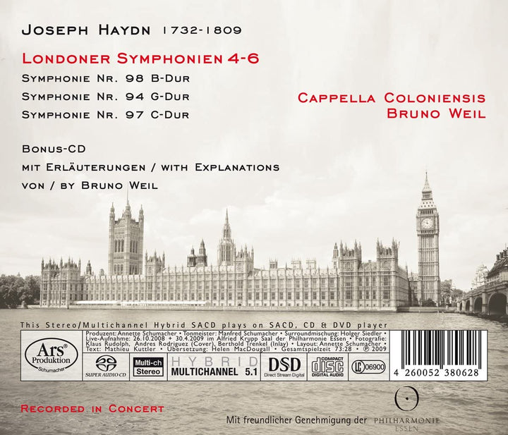 HAYDN/CAPPELLA COLONIENSIS/WEIL - Joseph Haydn: London Symphonies Vol. 2: Symphonies Nos. 94, 97 & 98 [Audio CD]