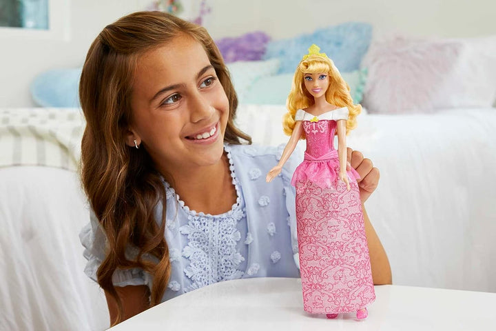 Disney Princess Toys, Aurora Dornröschen bewegliche Modepuppe mit Glitzer