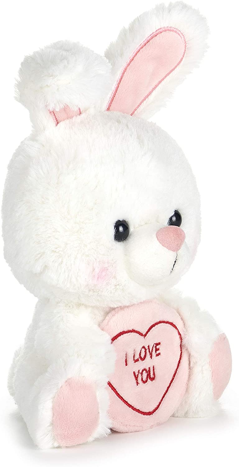 Posh Paws 37328 Swizzels Hearts 18cm (7”) Hase – I Love You Message Stofftier, Rosa &amp; Weiß