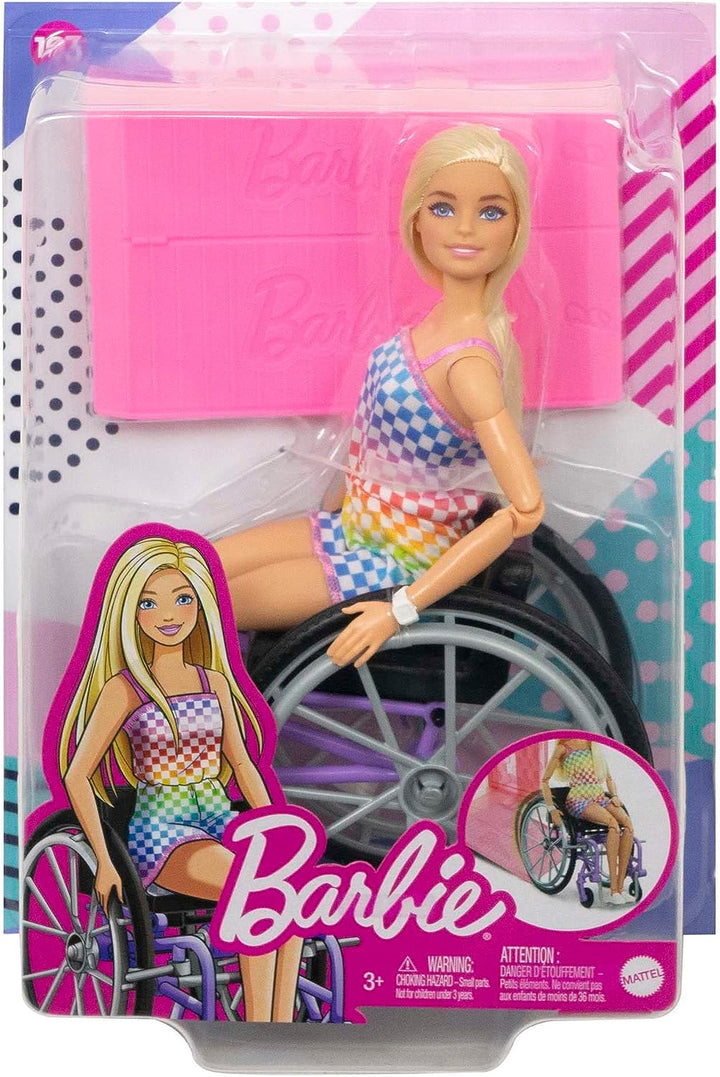 Barbie Doll with Wheelchair and Ramp, Kids Toys and Gifts, Blonde, Barbie Fashionistas
