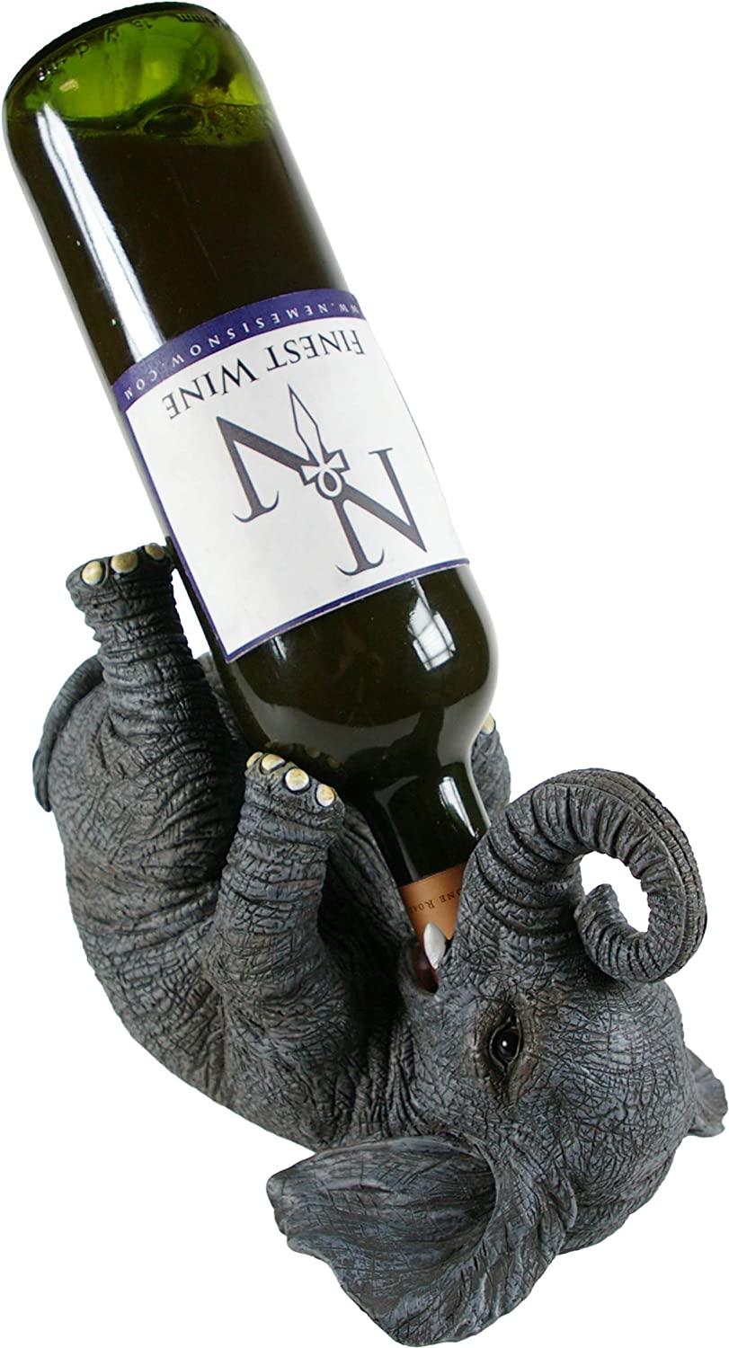 Nemesis Now EXA80004 Guzzlers Elephant Weinflaschenhalter 21 cm Grau