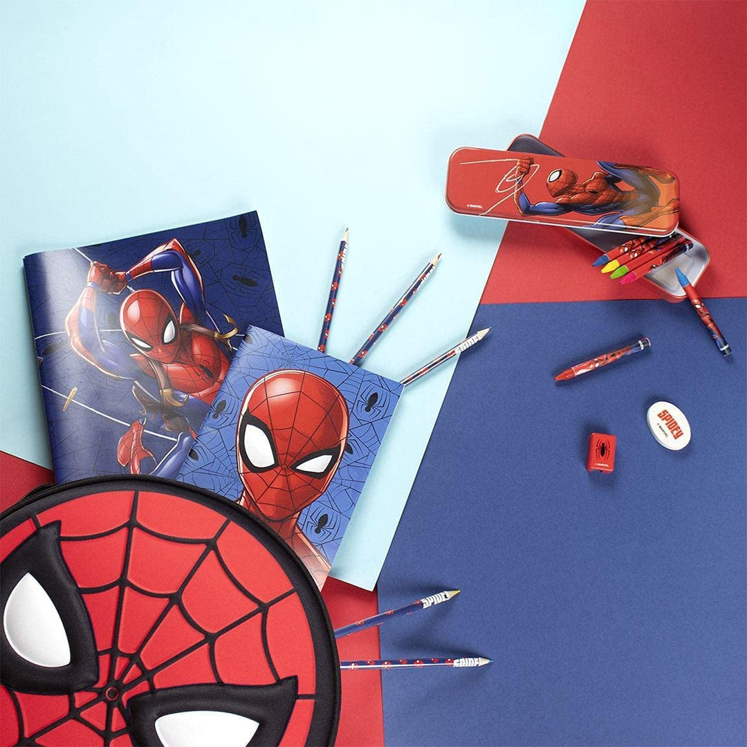 Cerdá-Studentenset komplett mit Metallgehäuse und Spiderman-Material, offiziell lizenzierte Marvel-Ware