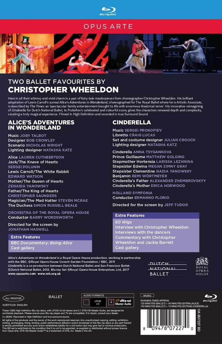 Two Ballet Favourites by Christopher Wheeldon: Alice's Adventures in Wonderland; Cinderella [The Royal Opera House] [Opus Arte: OABD7227BD] [2017] - [Blu-ray]