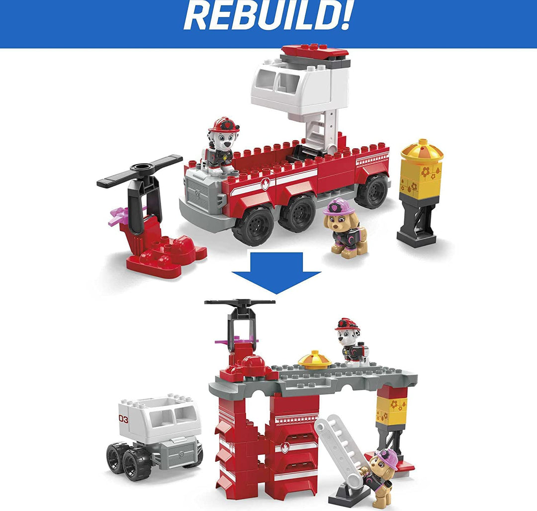 MEGA PAW Patrol Marshall's Ultimate Fire Truck building set with Marshall and Skye figures