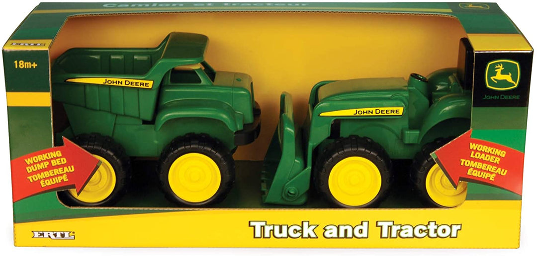 John Deere 6'' Muldenkipper und Spielzeugtraktor mit Lader, Baufahrzeug-Set