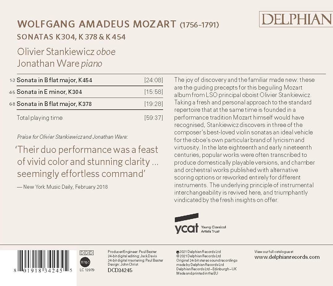 Mozart: Violinsonaten: Sonaten KV 304, KV 378 und KV 454 [Audio-CD]