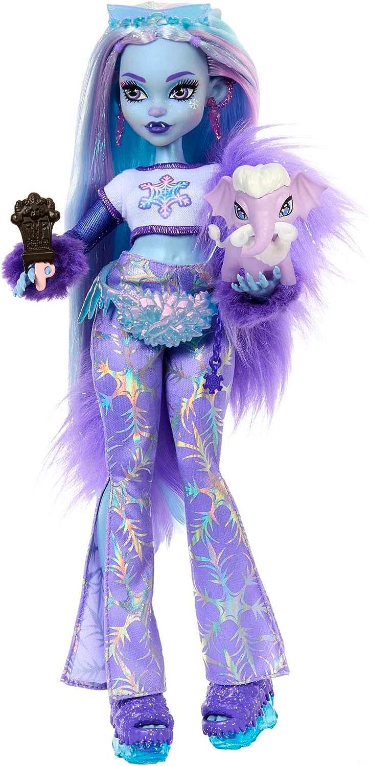 Monster High-Puppe, Abbey Bominable Yeti-Modepuppe mit Haustier-Mammut und Motiv