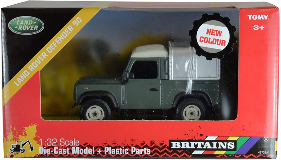 Britains 1:32 Green Land Rover Defender 90 with Canopy, Collectable Toy Car for Farm Set - Yachew