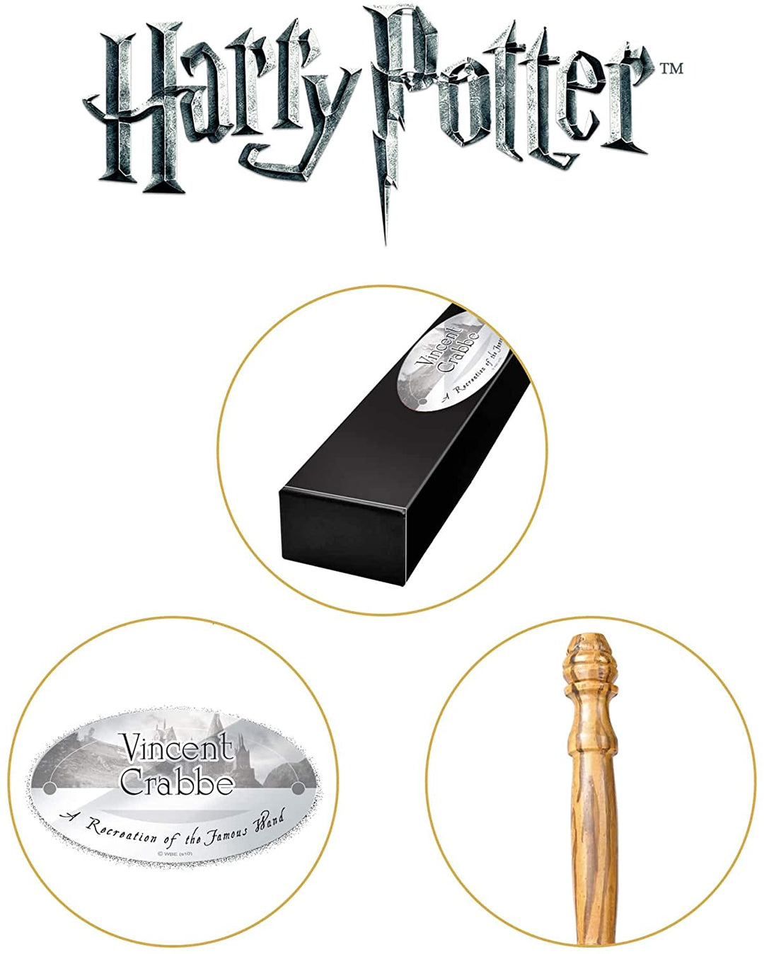 The Noble Collection - Vincent Crabbe Character Wand - 15in (38cm) Wizarding World Wand With Name Tag - Harry Potter Film Set Movie Props Wands