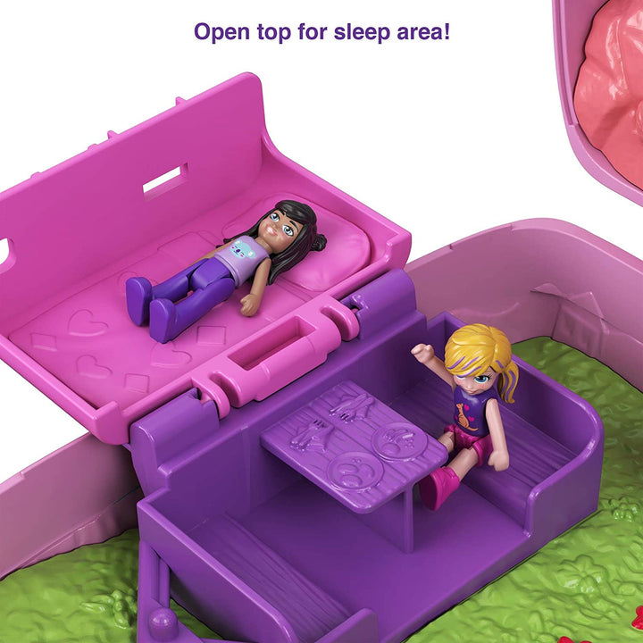 Polly Pocket Koala Adventures Tragbare Geldbörse, kompakt, mit Mikro-Polly-Puppe und Freund-Puppe, 8 Outdoor-Funktionen, 5 Tieren und abnehmbarem Fahrzeugzubehör, tolles Geschenk für Kinder ab 4 Jahren