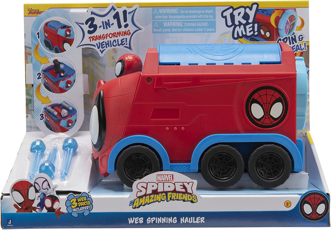 SPIDEY AND FRIENDS SNF0081 Web Spinning HAULER-8-Inch 3-in-1 Transforming Vehicl