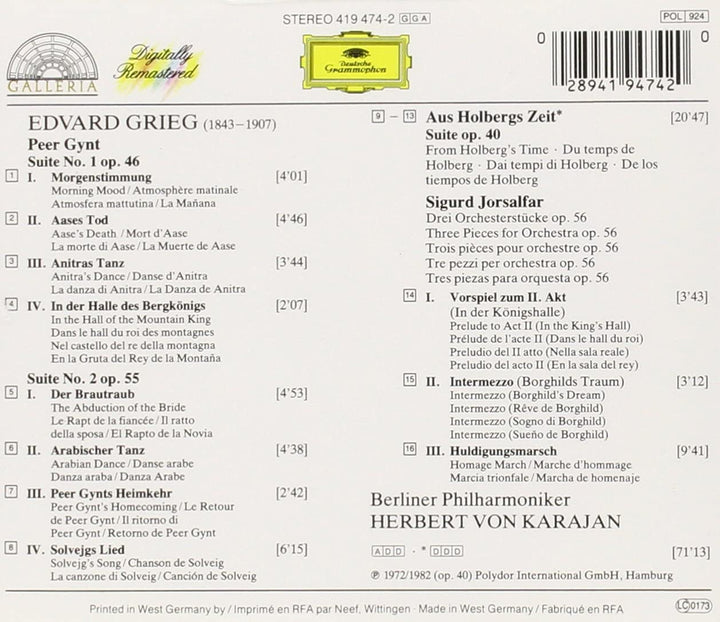 Grieg: Peer Gynt Suites [Audio CD]