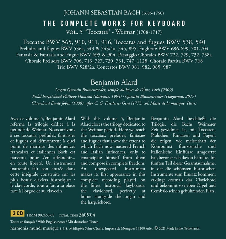Benjamin Alard - Johann Sebastian Bach: Das Gesamtwerk für Klavier [Audio-CD]