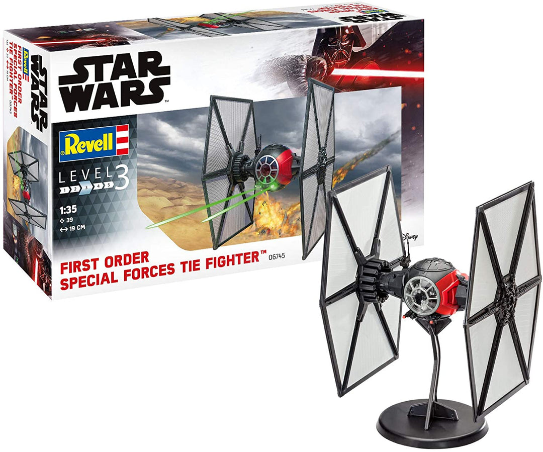 Revell RV06745 Star Wars 1:35 – Special Forces TIE Fighter Storm Trooper Plastikmodellbausatz, Schwarz, 1/35